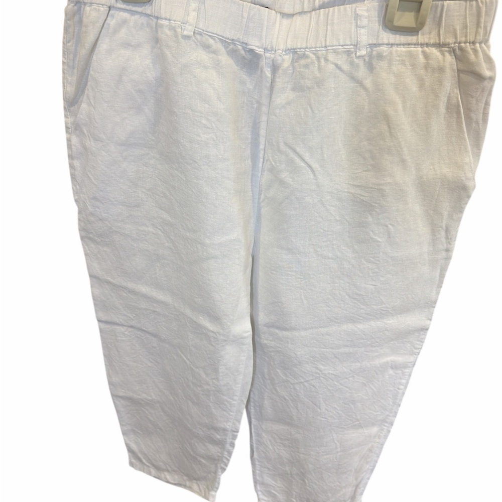Quince White Linen-Blend Pants